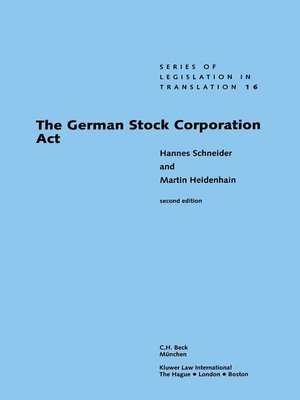 cover image of The German Stock Corporation Act